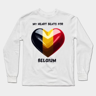 My Heart Beats For Belgium Flag Long Sleeve T-Shirt